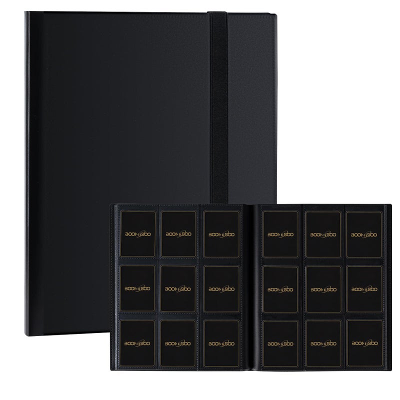 BOOMIBOO Card Binder 9 Pocket Storage 360 Card Binder Trading Card Binder Senior and Sturdy Side-Loading Album Intended For YuGiOh MTG  TCG Game Cards & Baseball Card Binde (Black) - Image 1